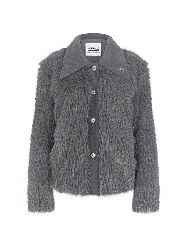 Fluffily High-End Retro Warm Plaiin Fur-Jacket