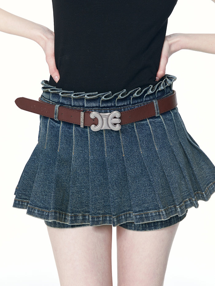 주름 데님 캐주얼 플레어 culottes