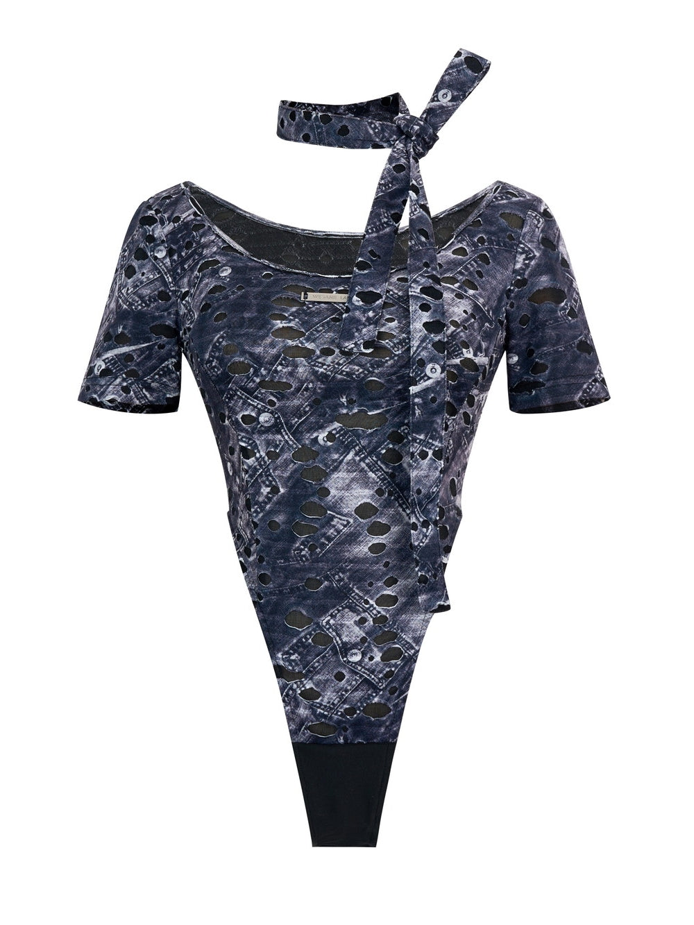 Fake-Denim Unique Damage Body-Suit