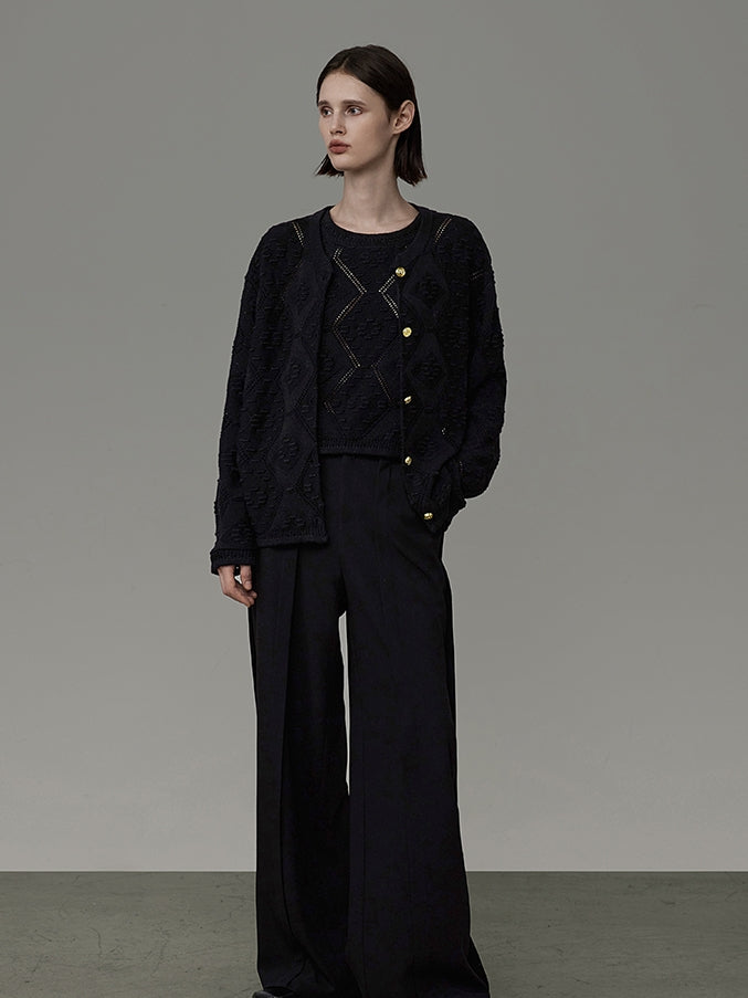 Cable-Knit Chic Nichi Set Cardigan&Camisole