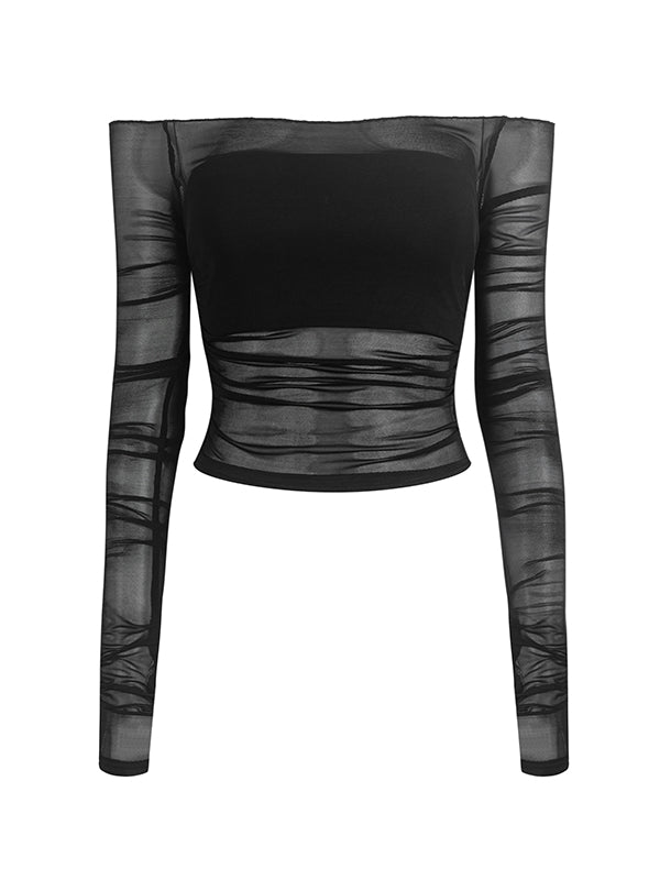 Sheer Thin Off-Shoulder Tight Cutsew