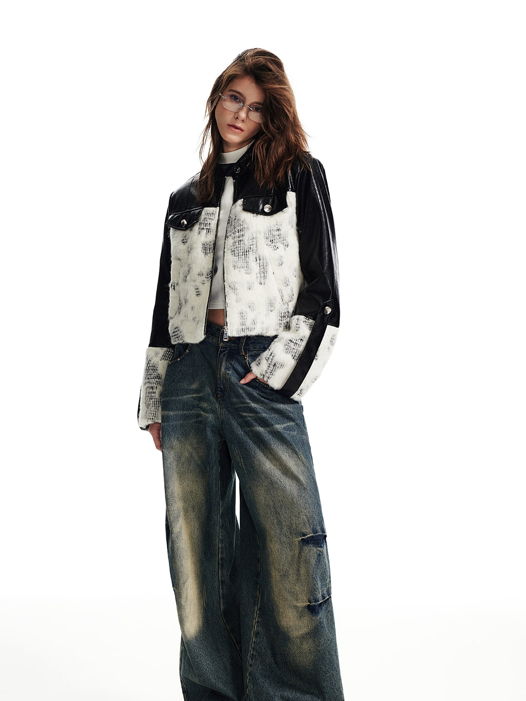 Leather&Fur Nichi High-End Cool Patchwork Jacket