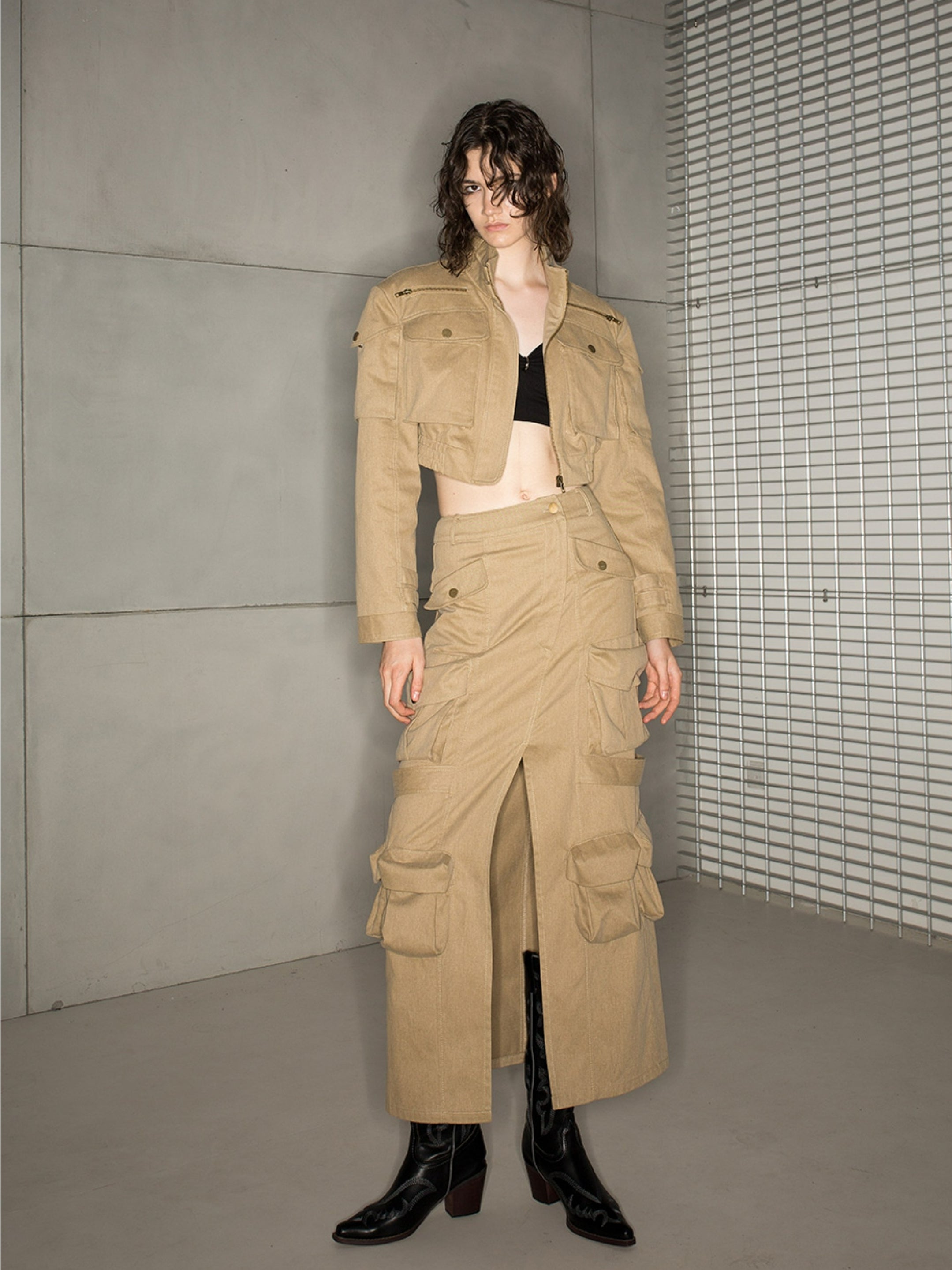 Casual Nichi Plain gutaussehende Kurzjacke & Langstachel