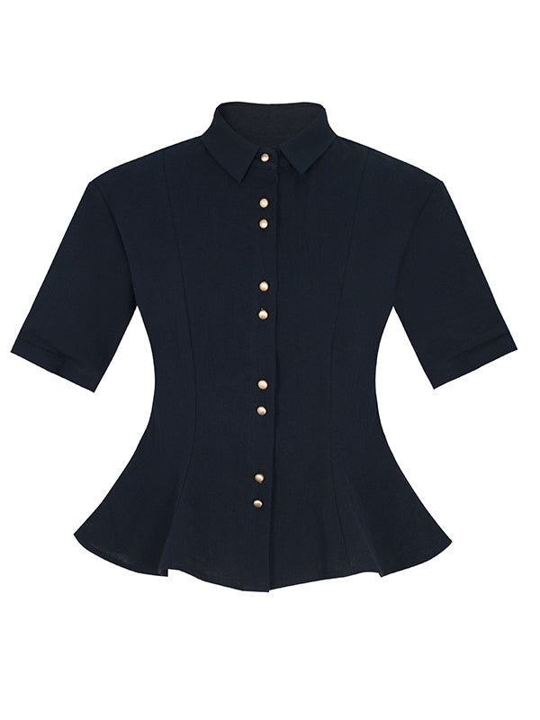 Natural Layered Simple Flare-Blouse&Gilet