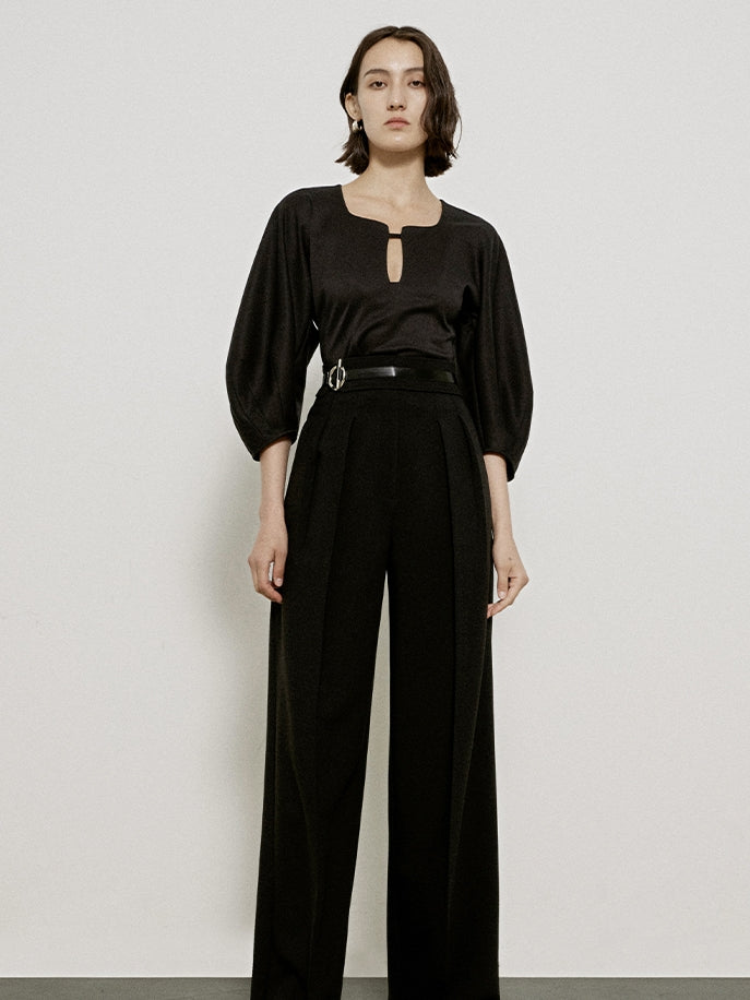 BALLOON-SLEEVE GLOSSY UNIQUE CLASSY BLOSUE