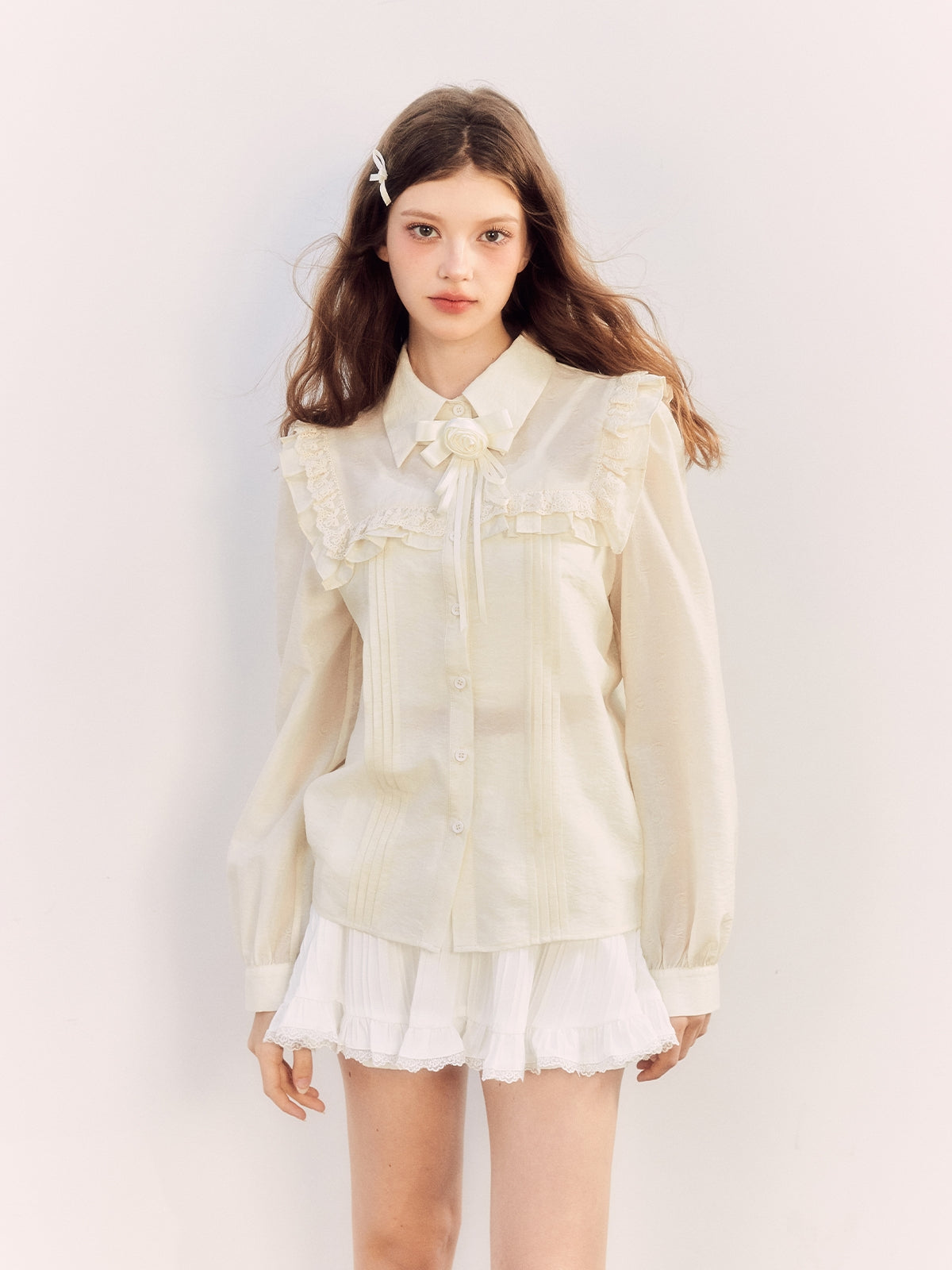 Rose Frill Big-Collar Retro Blouse