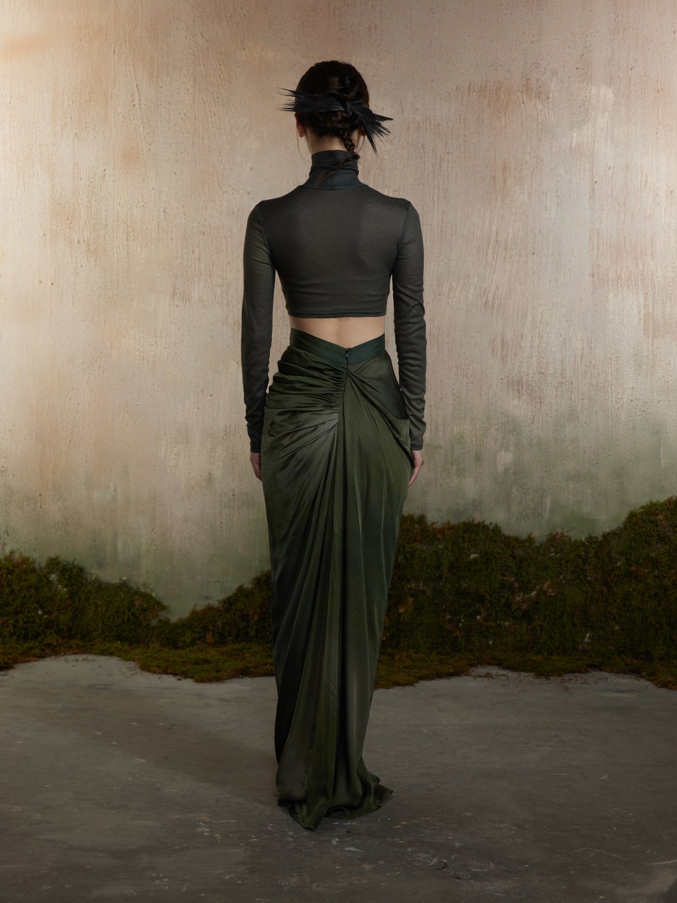 Drape Elegant Smooth Plain Long-Skirt