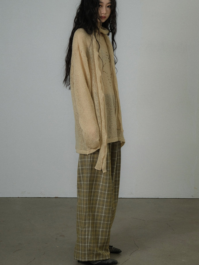 Checked Loose Casual Retro Girly Wide-Pants
