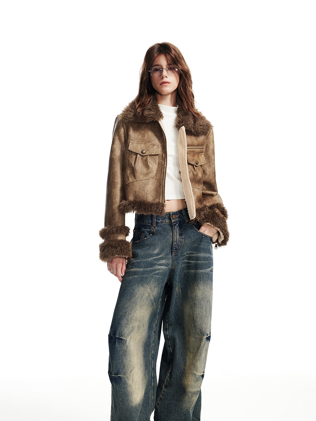 모의 넥 간단한 ctopped bijou cutsew