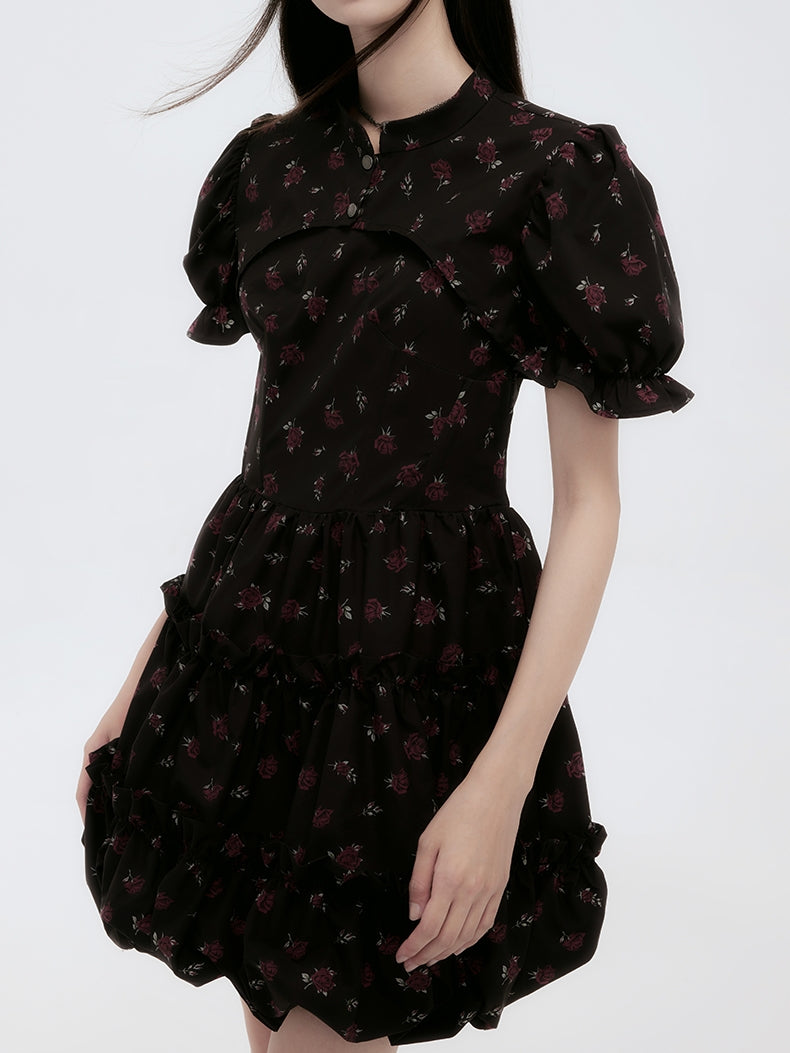 Flower Tiered Balloon Cute One-Piece