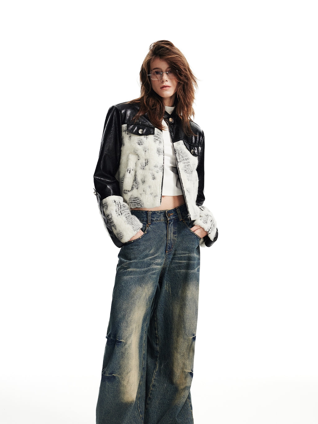 Leather&Fur Nichi High-End Cool Patchwork Jacket