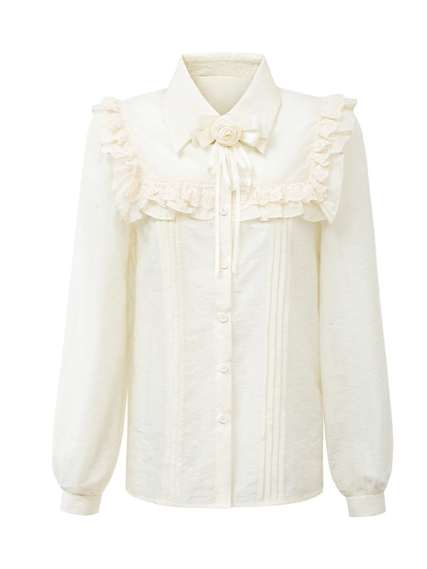 Rose Frill Big-Collar Retro Blouse
