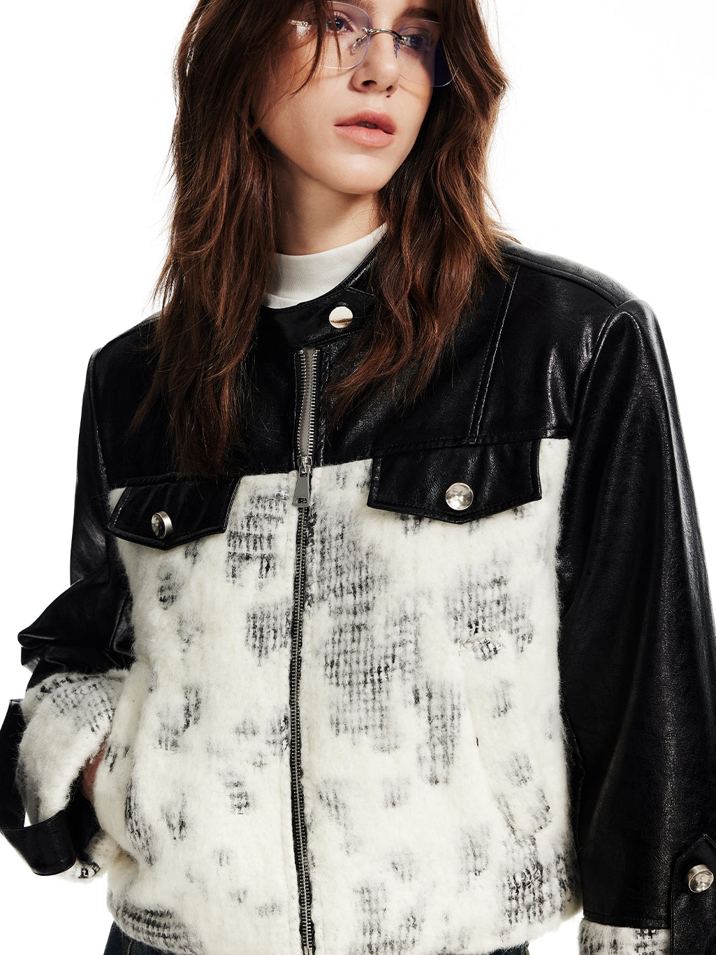 Leather&Fur Nichi High-End Cool Patchwork Jacket
