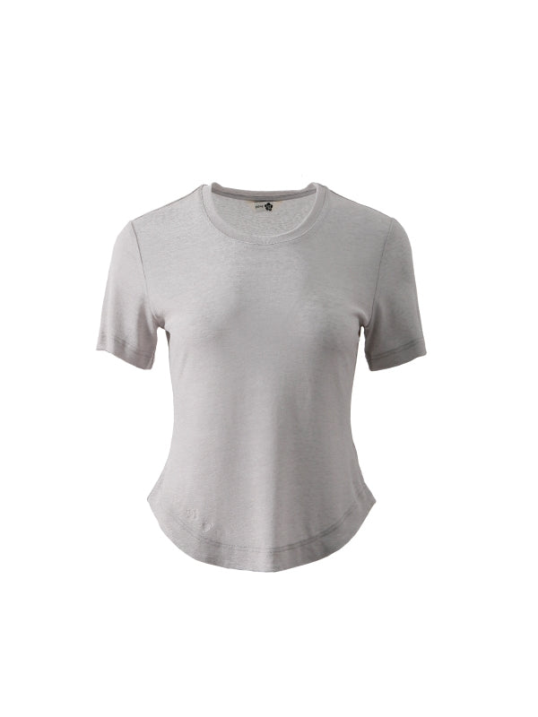 Simple Natural Crew-Neck Plain T-Shirt&Long-Skirt