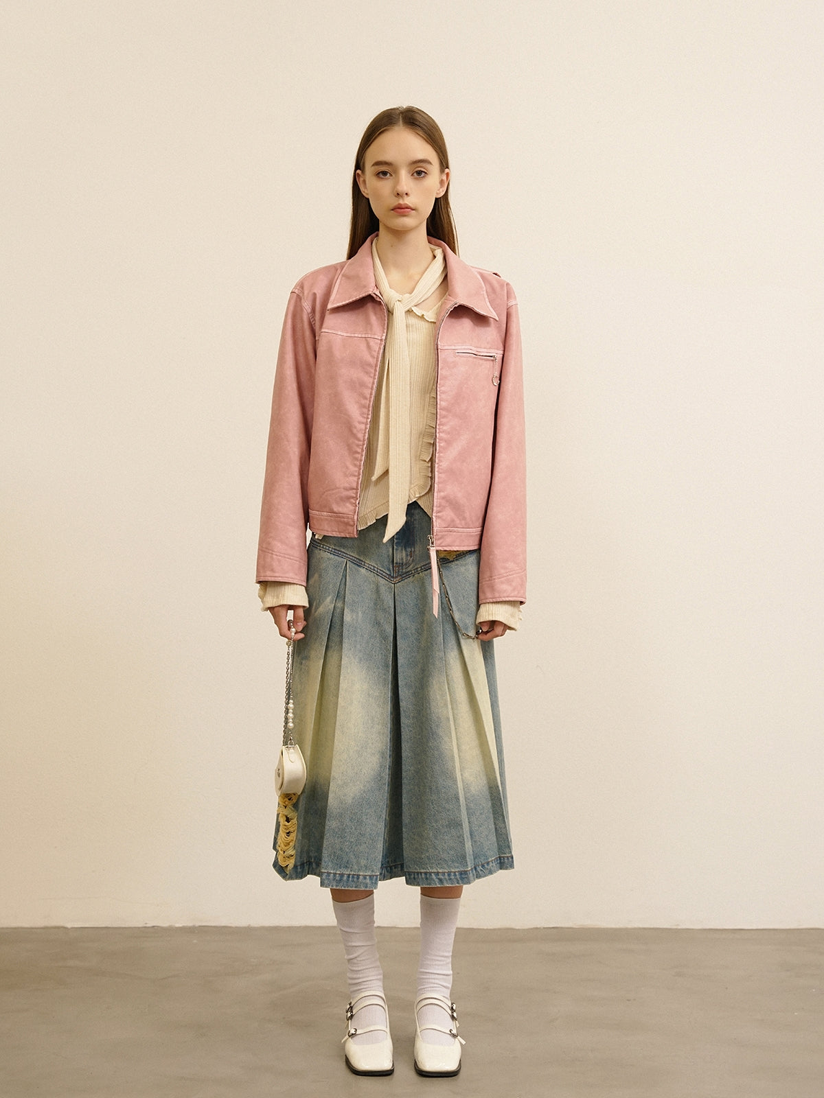 Plain Cute Refreshing Retro Leather-Jacket