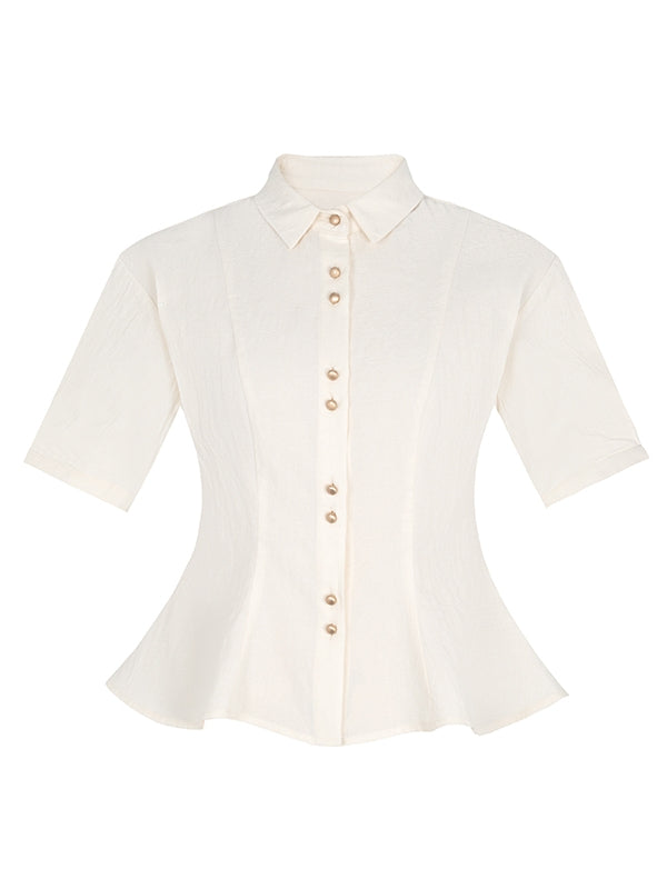 Natural Layered Simple Flare-Blouse&Gilet