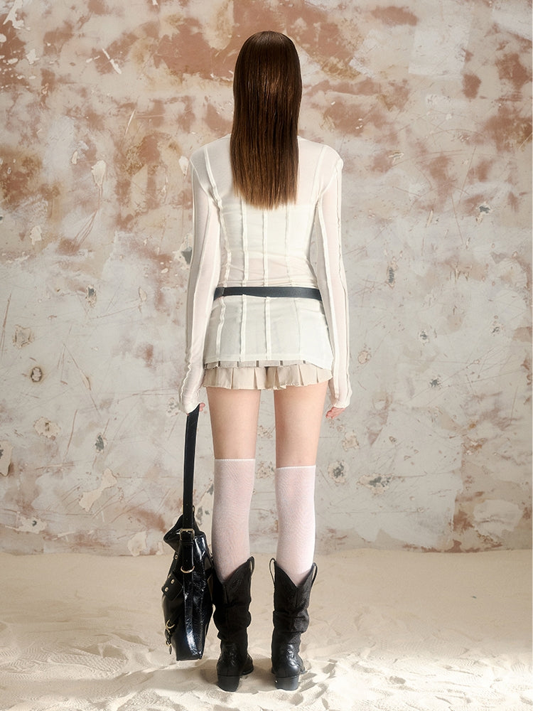 3D Stripe Thin Long Slim Sheer Cutsew