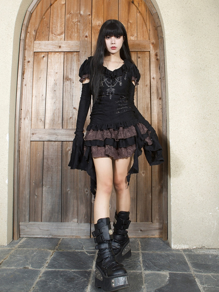 Abgestufte Spitzenhülsen-Cut Nichi modisch ein Stück