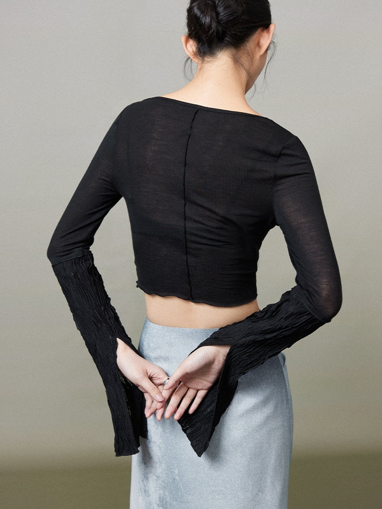 Sheer Crumply Short Thin Cardigan