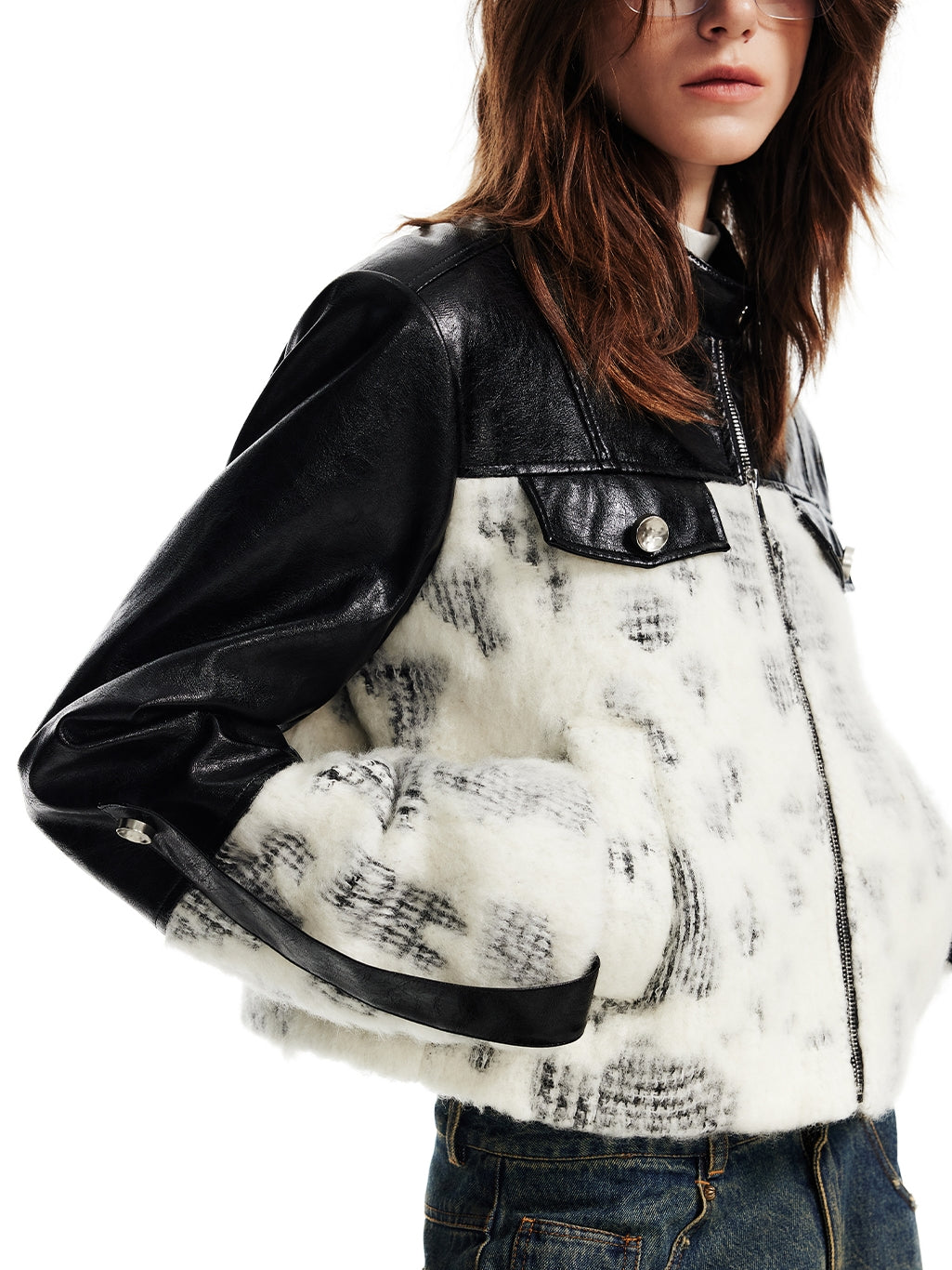 Leather&Fur Nichi High-End Cool Patchwork Jacket