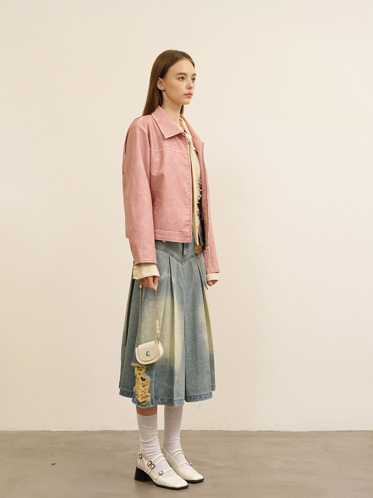 Plain Cute Refreshing Retro Leather-Jacket