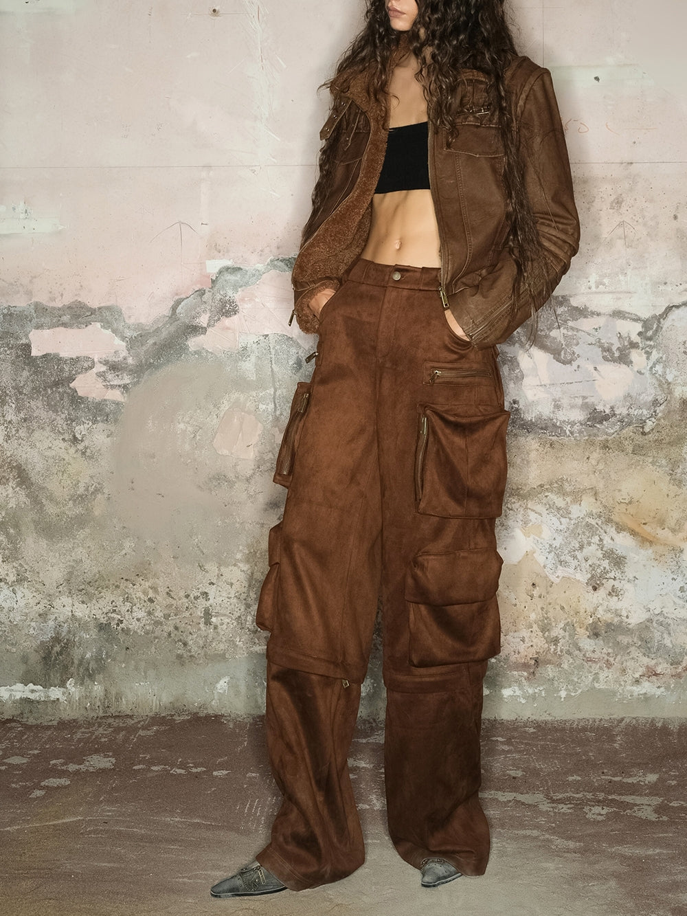 2way 사이드 포켓 캐주얼 느슨한 넓은 바지