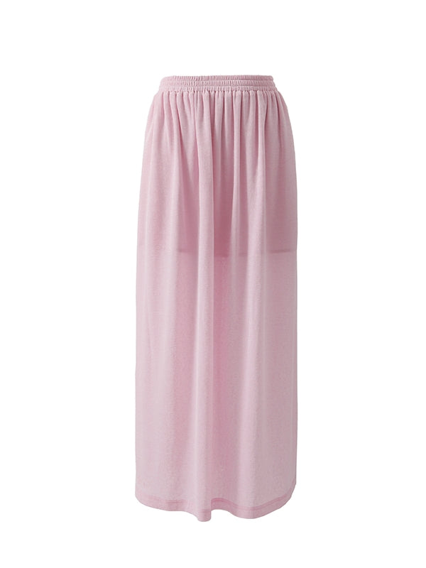 Simple Natural Crew-Neck Plain T-Shirt&Long-Skirt