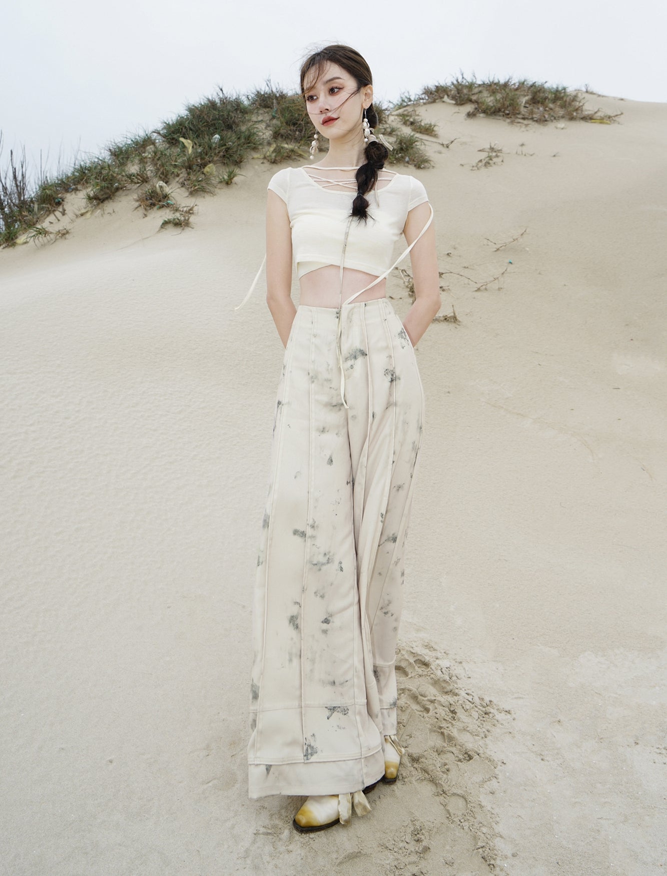 Blume Retro 2way CLOSY Setup Bluse & Wide-Hosen