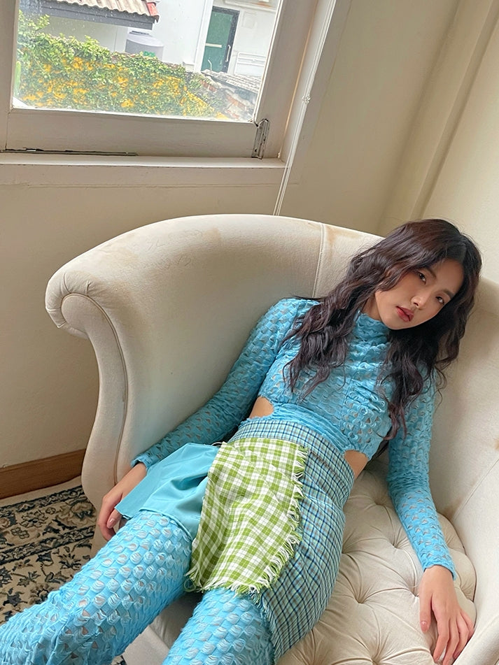 Side-Cut Checked Nichi Tight Knit