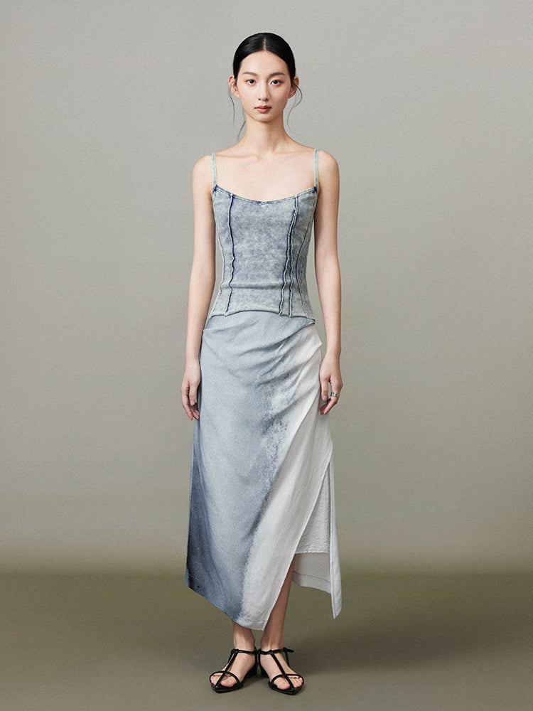 Faded Denim Retro Tight Camisole