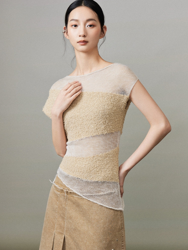 Mesh Sheer Nichi Asymmetry Summer-Knit