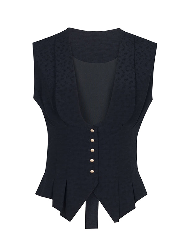 Natural Layered Simple Flare-Blouse&Gilet