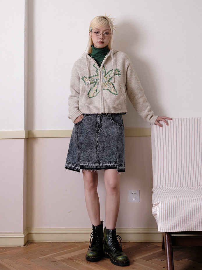 Cardigan dommage à sweat à capuche rétro