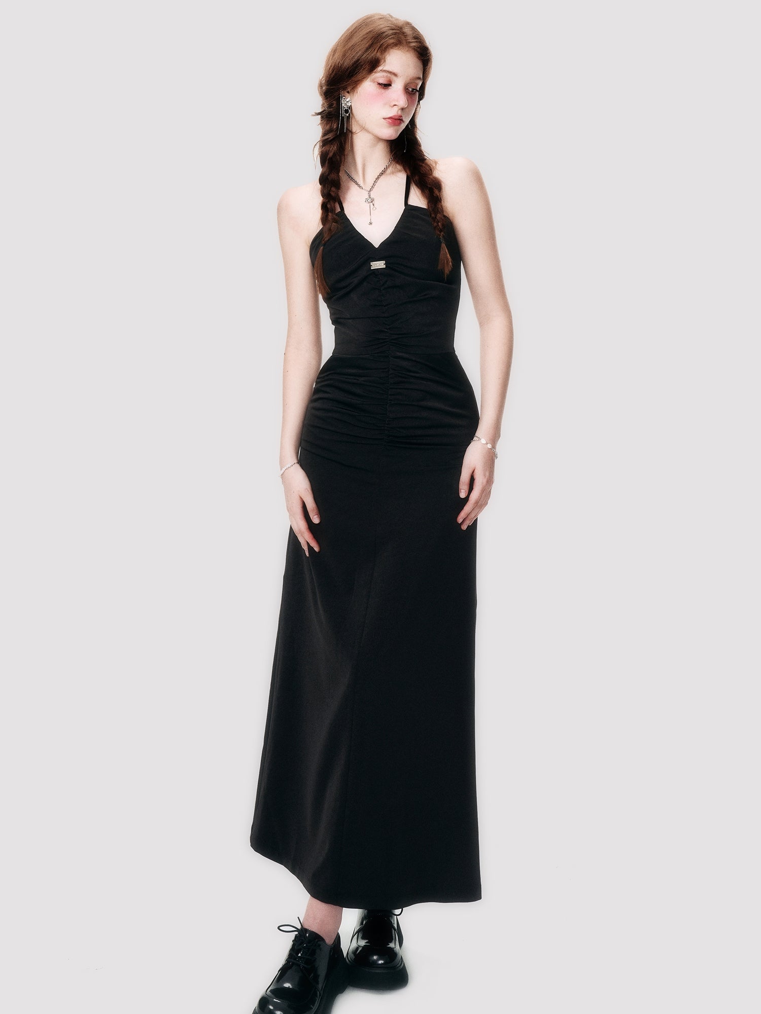 Back-Cross Long Tight Chic One-Piece