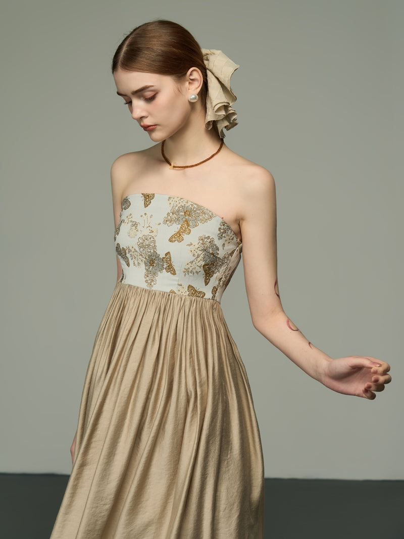 Bare-Top-Blume Retro Mix Frle Elegant ein Stück