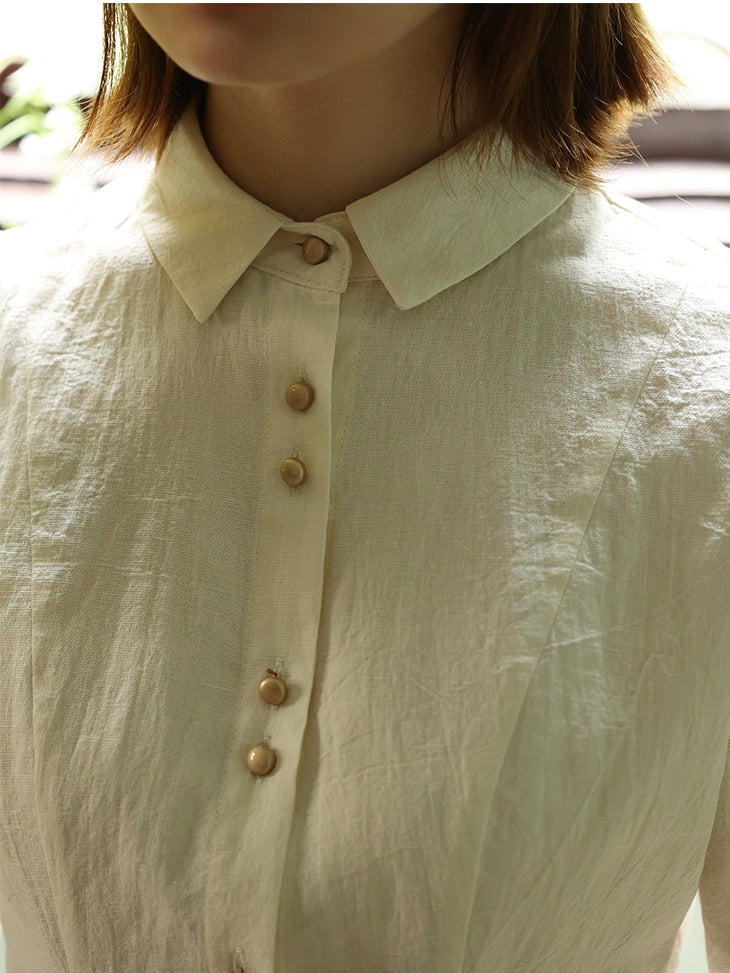 Natural Layered Simple Flare-Blouse&Gilet