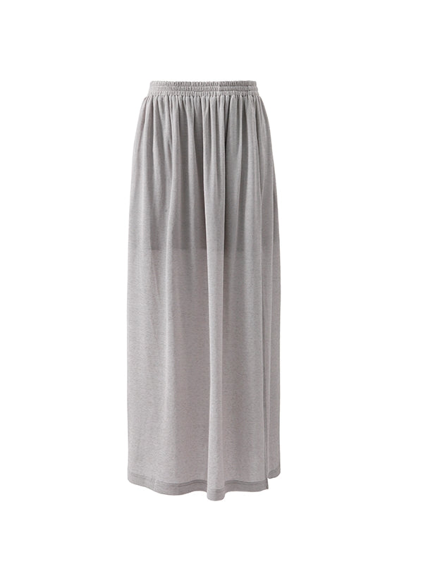 Simple Natural Crew-Neck Plain T-Shirt&Long-Skirt