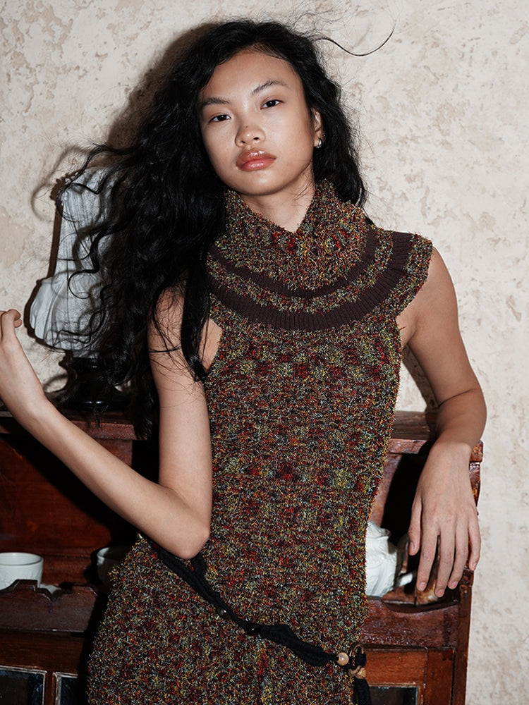 2Way Colorful Off-Shoulde Bare-Top Nichi Knit