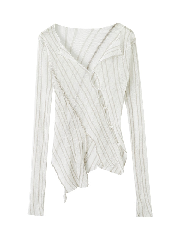Stripe Sheer Thin Asymmetry Nichi Shirt