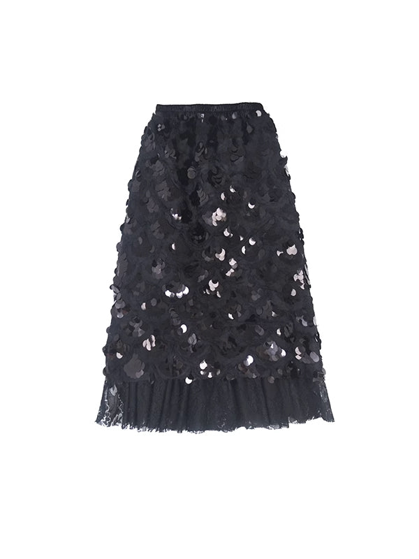 Pailletten Middle Lace High-End-Flare-Rock