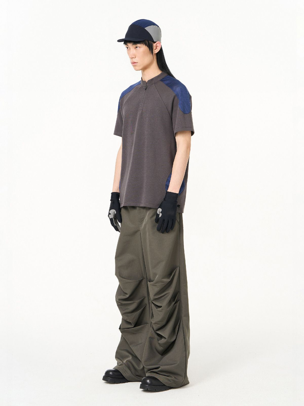 Bi-color Retro Zip Mao-color Casual Tops