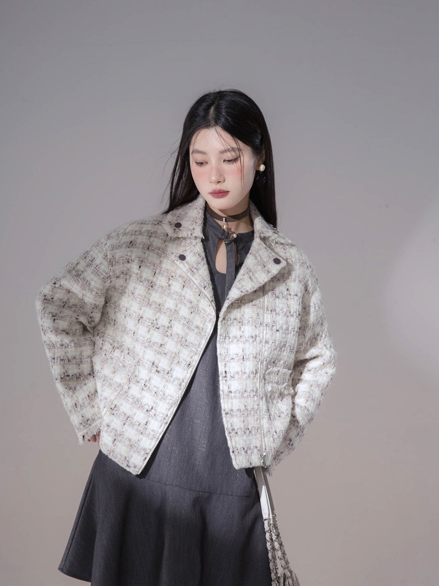Tweed Suit Chic Wool Oversize Retro Jacket&Skirt