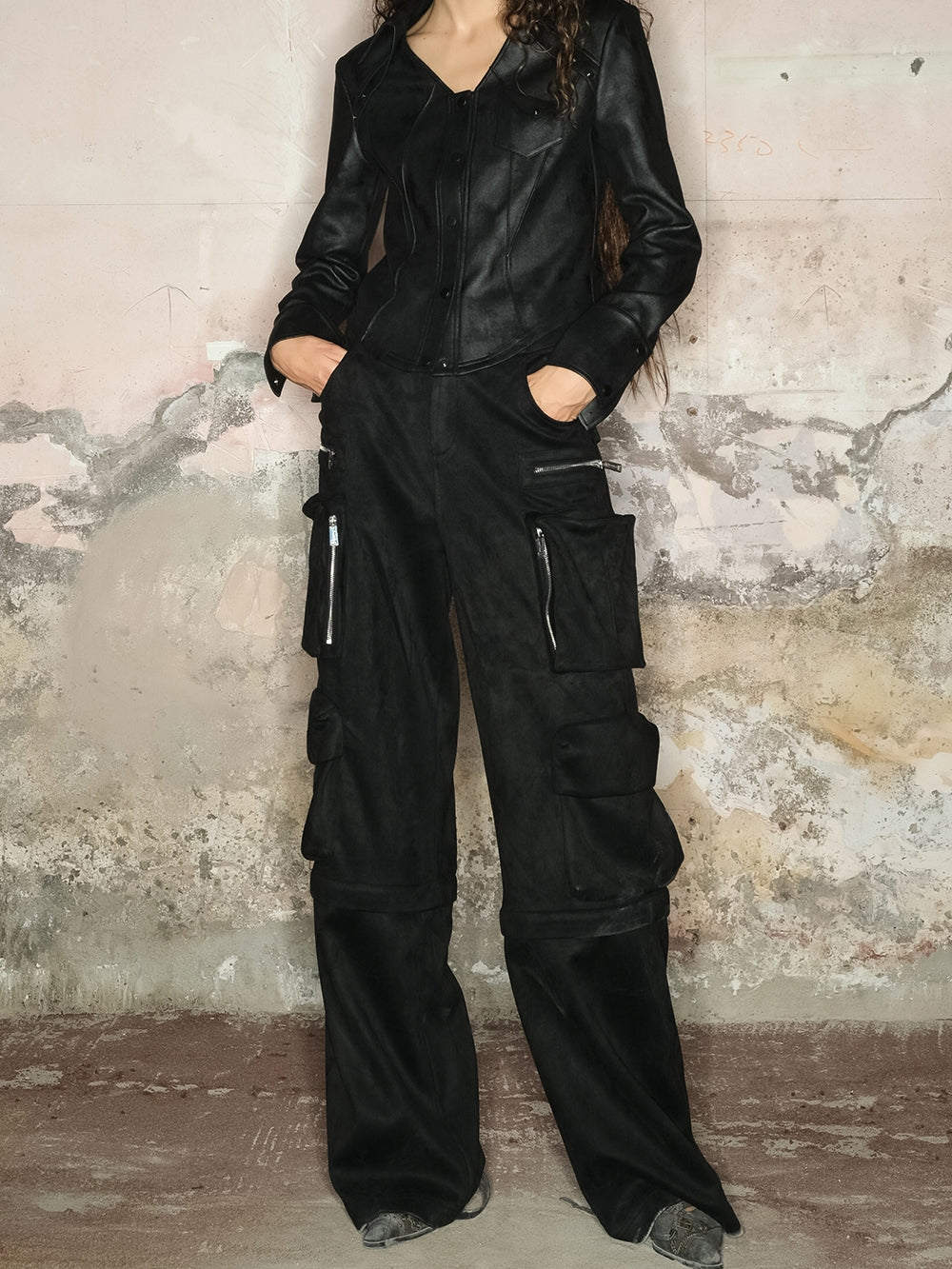 2way 사이드 포켓 캐주얼 느슨한 넓은 바지