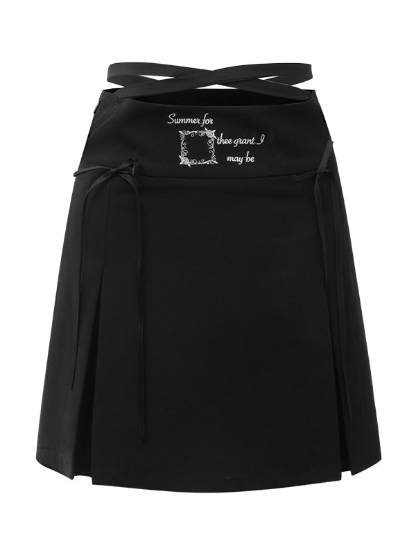 점검 된 레이스 리본 여성용 Bly Blyse & Mini-Skirt