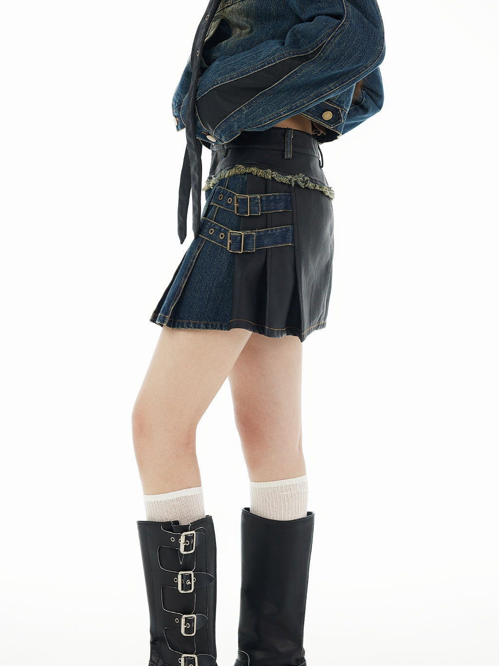 Box-peats Belt Tassel Inner-Pants 캐주얼 미니 스커트