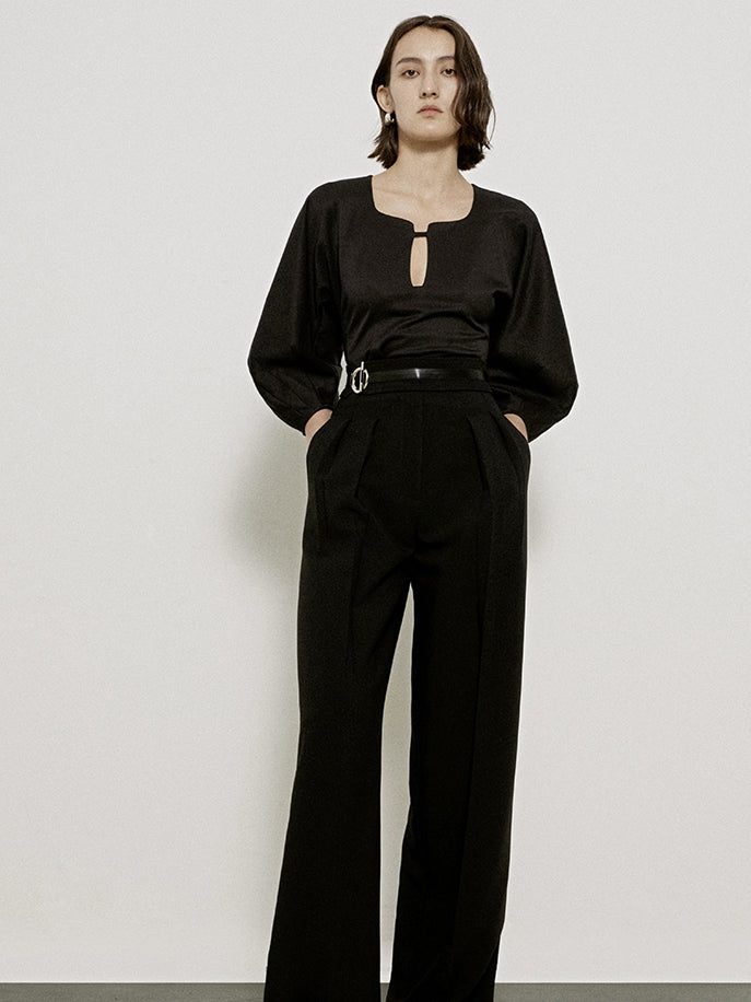 BALLOON-SLEEVE GLOSSY UNIQUE CLASSY BLOSUE