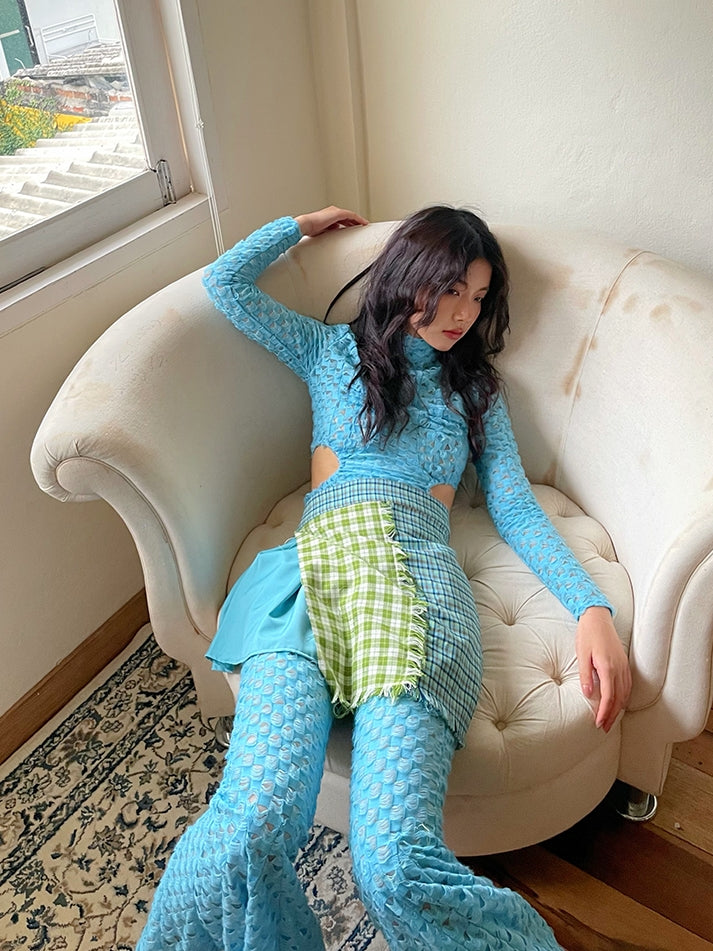 Side-Cut Checked Nichi Tight Knit