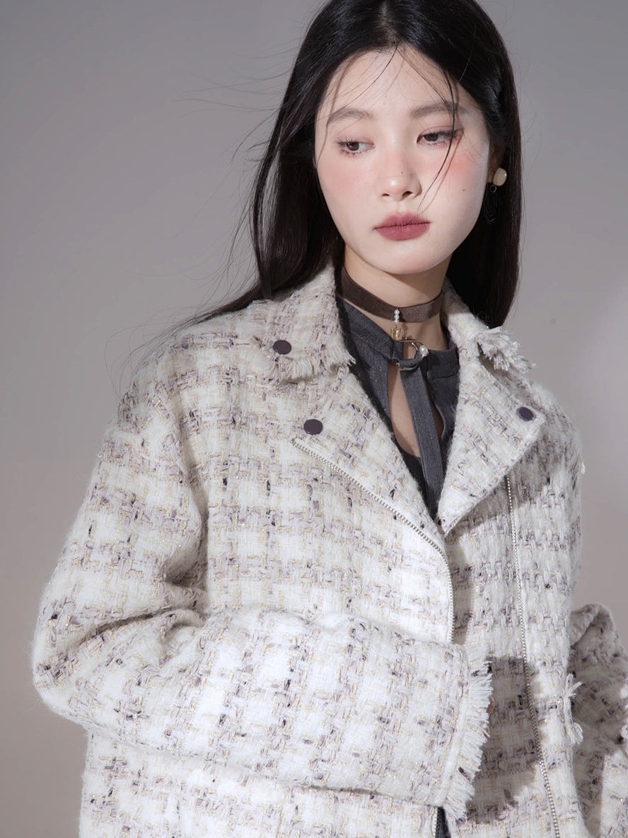 Tweed Suit Chic Wool Oversize Retro Jacket&Skirt