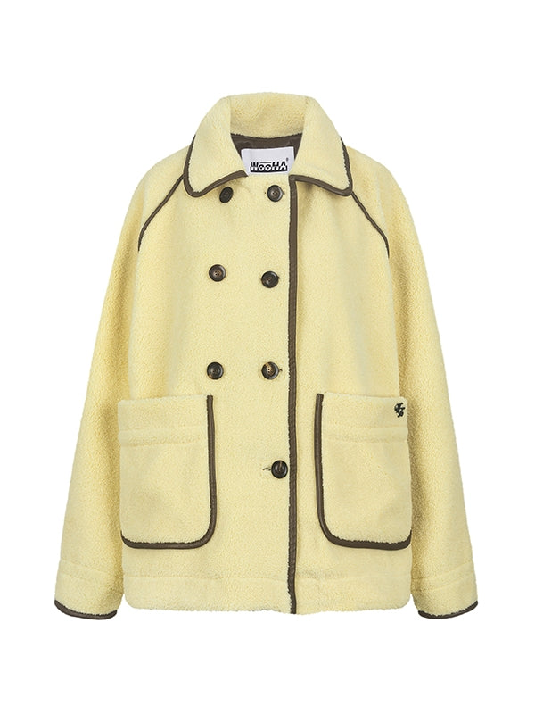 Middle Boa warmer Retro lässig bi-color Big-Pocket-Mantel