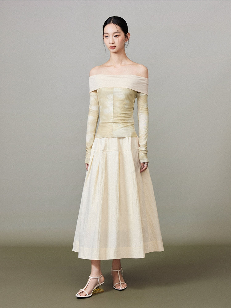 타이 염색기 그라데이션 팔 코버 오프 숄더 탑